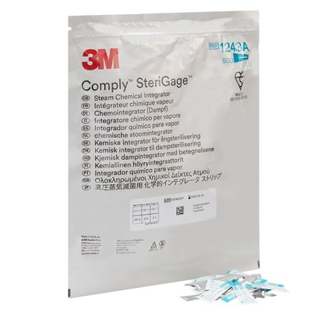 3M Comply SteriGage Chemical Integrator, Steam, PK 2 1243A